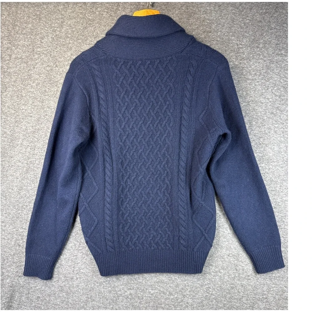 Peter‎ Millar Cable Knit Shawl Collar Sweater Blue Size S Baby Wool Yak Cashmere